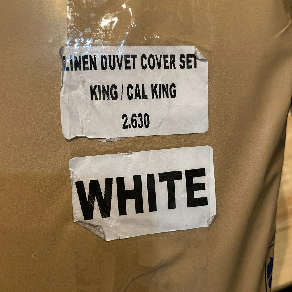 Quince European Linen Duvet Cover Set with Shams King/Cal King Size White